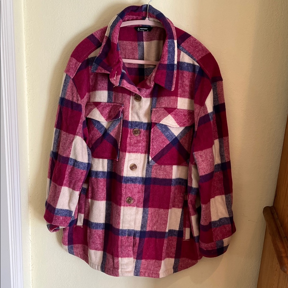 Members Mark Plaid Shacket Button-Up Heavyweight … - image 1